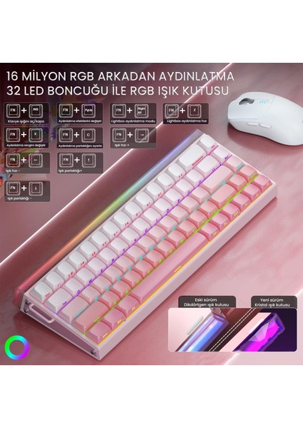 HERO 68 He Manyetik Klavye Rapid Trigger Black King Switch 8000Hz Rgb Neon Tkl Hot Swap Oyuncu Klavyesi Pembe fırsatları
