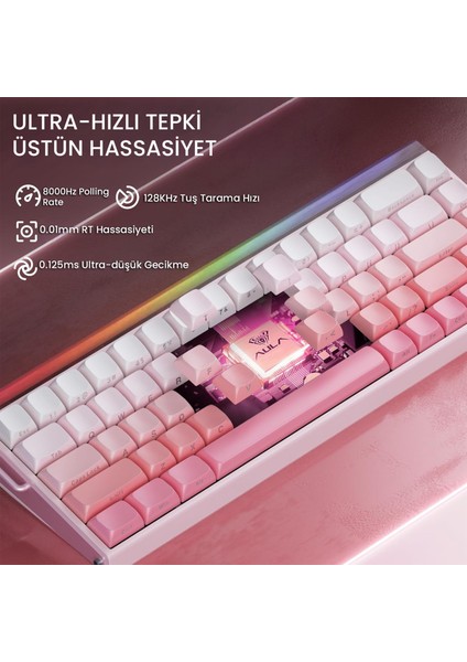 HERO 68 He Manyetik Klavye Rapid Trigger Black King Switch 8000Hz Rgb Neon Tkl Hot Swap Oyuncu Klavyesi Pembe indirimleri