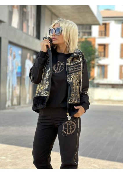9042 Şişme Yelekli Takım Siyah