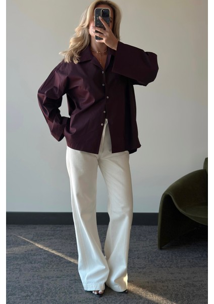 Mürdüm Oversize Gömlek - 4952