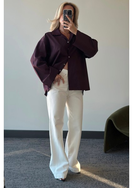 Mürdüm Oversize Gömlek - 4952 modelleri