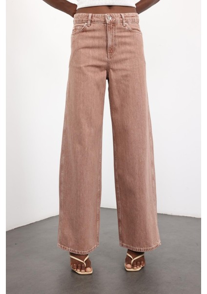Kahverengi Yüksek Bel Wide Leg Jean fırsatları