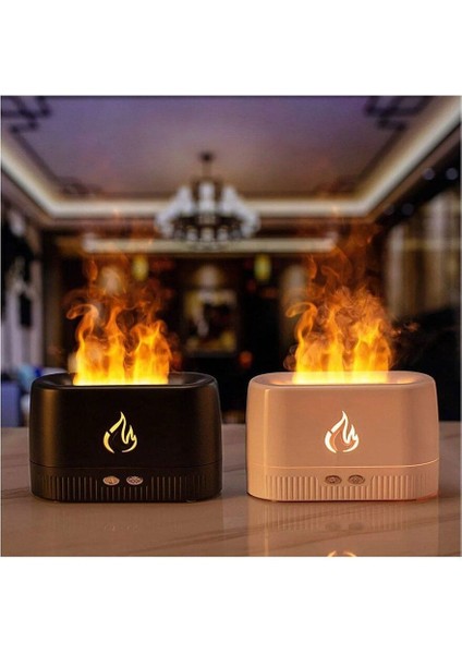 Ultrasonic Hava Nemlendirici Buhar Makinesi Alev Efektli 3D Aroma Difüzör (Siyah) fırsatları