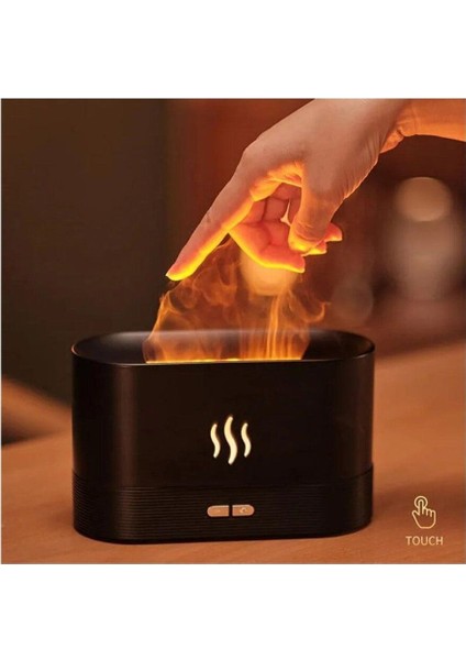 Ultrasonic Hava Nemlendirici Buhar Makinesi Alev Efektli 3D Aroma Difüzör (Siyah) indirimleri