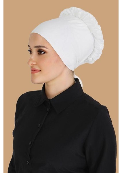 Dikişsiz Beyaz Tesettür Bone - 27618 fiyatları
