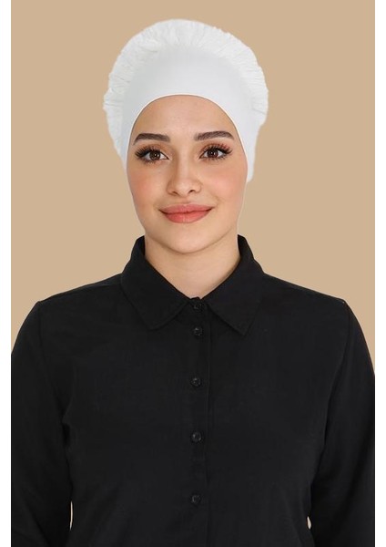 Dikişsiz Beyaz Tesettür Bone - 27618 modelleri