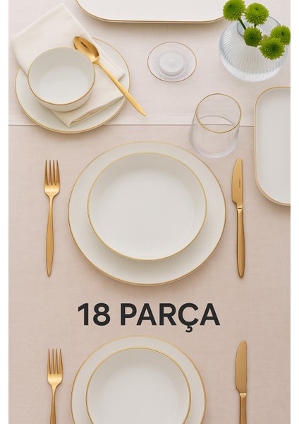 BNVFR18Y8520 Bone V Form 18 Parça 4 Kişilik Mat Altın File Yemek Takımı fiyatları