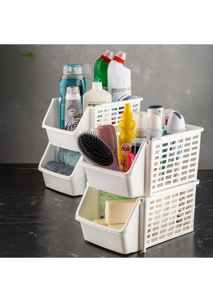 4'lü Set Üst Üste Eklenebilir Banyo Mutfak Rafı - Mutfak Düzenleyici