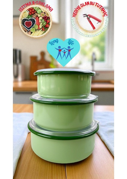 14 - 16 - 18 No Emaye Saklama Kabı 3 Lü