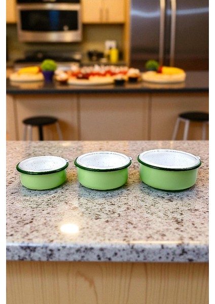 14 - 16 - 18 No Emaye Saklama Kabı 3 Lü