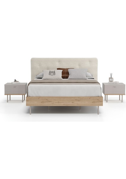 Cante Başlıklı Karyola 2'li Set - Krem fırsatları