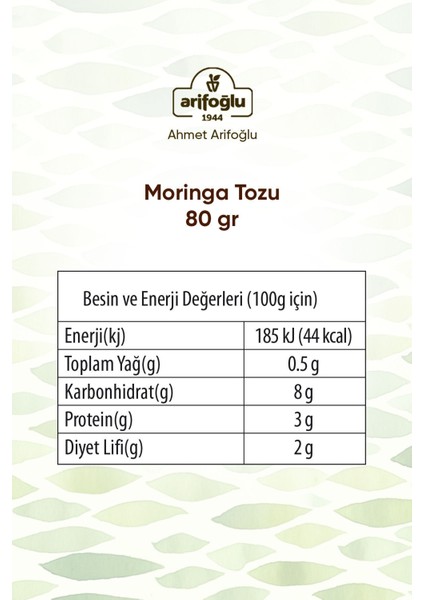 Moringa Tozu 80 gr – Doğal Süper Gıda, Vitamin ve Mineral Kaynağı, Soğuk İçecekler ve Smoothieler için Sağlıklı Tercih modelleri