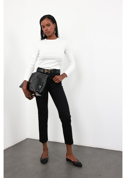 Siyah Yüksek Bel Boyfit Jean