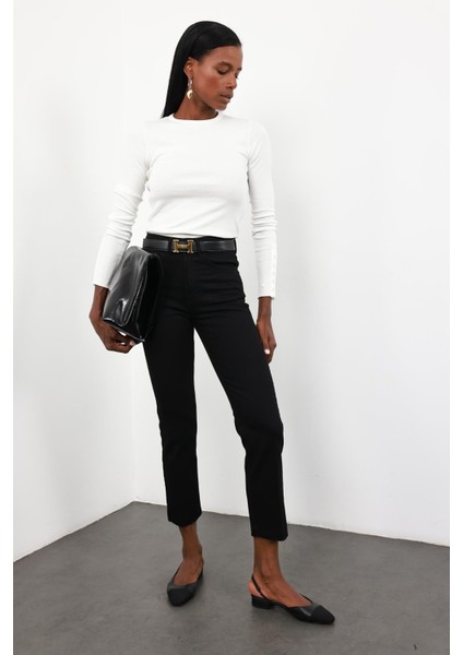 Siyah Yüksek Bel Boyfit Jean fiyatları