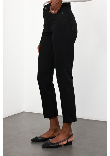 Siyah Yüksek Bel Boyfit Jean indirimleri