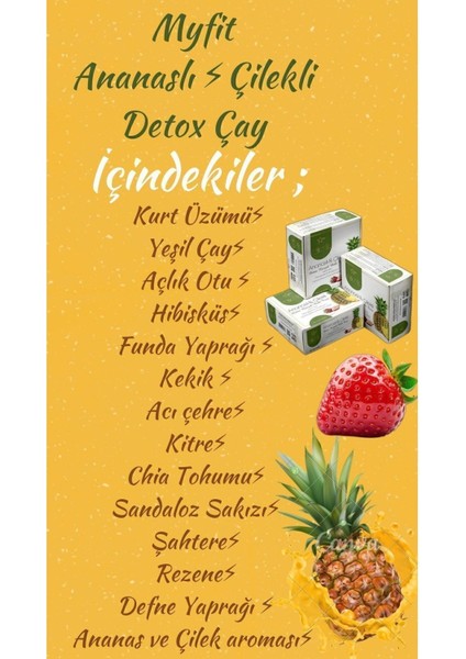 Ananas ve Çilek Aromalı Bitki Çayı 30'lu 120 g – Yeşil Çay ve Süper Gıda Karışımı, Vitamin-Mineral Takviyesi, Gün Boyu Enerji