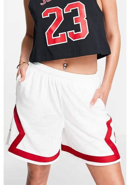 Jordan Heritage Diamond Basketball Loose Fit Shorts White Red Kadın Bol Kesim Şort Beyaz Kırmızı fiyatları