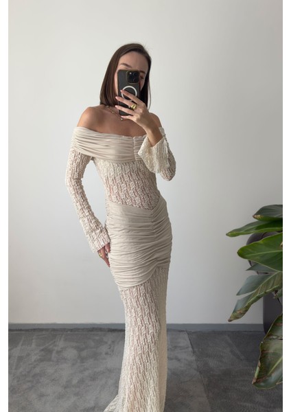 Dantelli Premium Yeni Sezon Elbise- Bej fırsatları