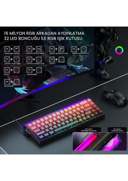 HERO 68 He Manyetik Klavye Rapid Trigger Dragon King Switch 8000Hz Rgb Neon Tkl Hot Swap Oyuncu Klavyesi Kırmızı fırsatları