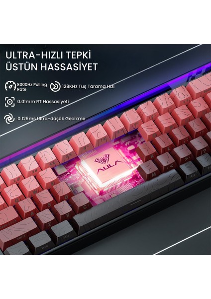 HERO 68 He Manyetik Klavye Rapid Trigger Dragon King Switch 8000Hz Rgb Neon Tkl Hot Swap Oyuncu Klavyesi Kırmızı indirimleri