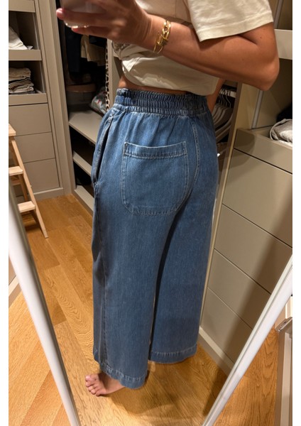 Mavi Beli Lastikli Denim Pantolon indirimleri