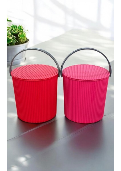 Rainbow 2’li Pembe-Kırmızı Büyük Boy 13 Litre Yuvarlak Kova Piknik Sepeti Meyve Kovası fiyatları