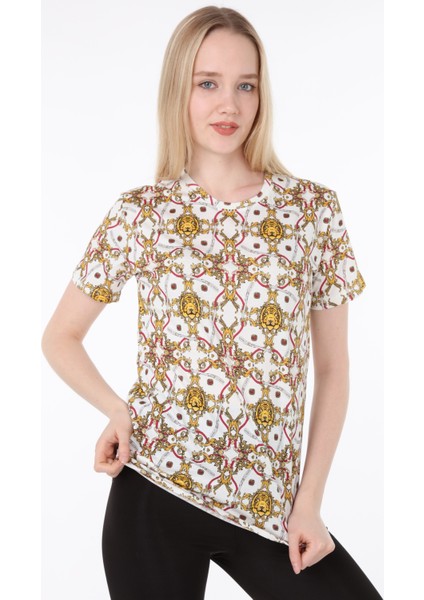 Kaplan Desen 100% Pamuklu Baskılı Slim Fit Tişört