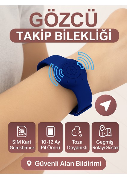 Takip Bilekliği Android Ios Destekli Gps Konum Takibi Alzheimer Çocuk Yaşlı Geçmişe Dönük Takip Cihazı Saati Bileklik 23CM (5-10 Dakika Aralıklı Sinyal Alır)