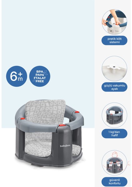 Mikrofiber Mama Sandalyesi Oturağı ve Minderi – Kolay Açılır Güvenlik Sistemi, 0-3 Yaş Bebekler için, Gri fırsatları