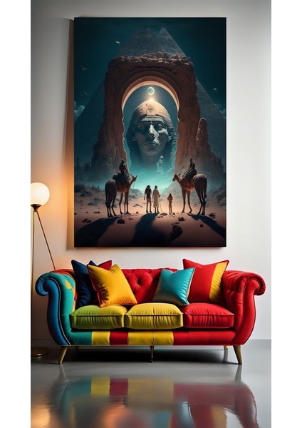Antik Mısır Portal Ev Duvar Salon Güzellik Salonu Ofis Dükkan Dekarasyon Kanvas Tablo