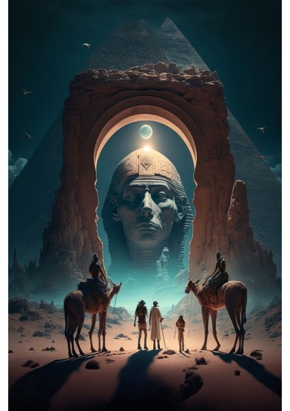 Antik Mısır Portal Ev Duvar Salon Güzellik Salonu Ofis Dükkan Dekarasyon Kanvas Tablo fiyatları