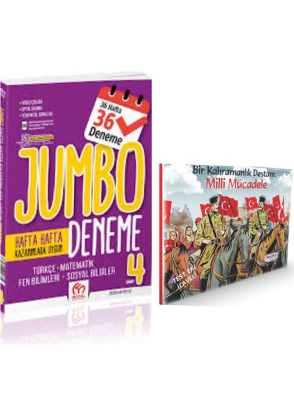 4. Sınıf Jumbo Tüm Dersler Deneme ve Kahramanlık Destanı–milli Mücadele Seti (10 Lu)