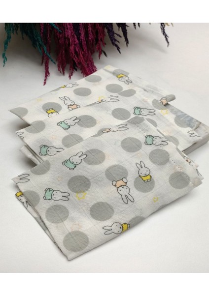 Tavşan Desen Müslin Örtü ve 3'lü Mendil Seti modelleri