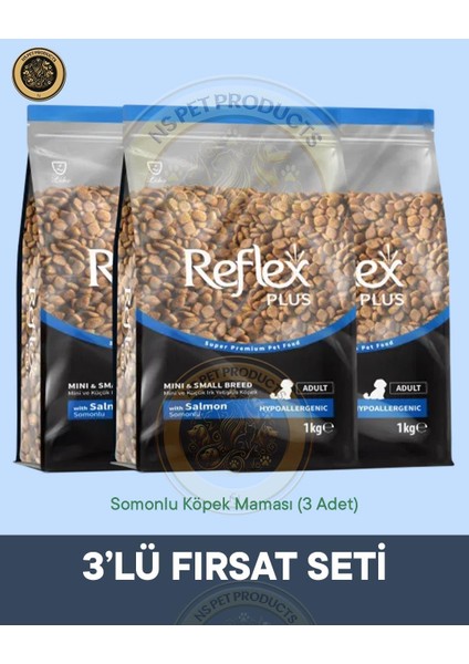 Plus Somonlu Köpek Maması 3'lü Fırsat – 1kg × 3 Paket
