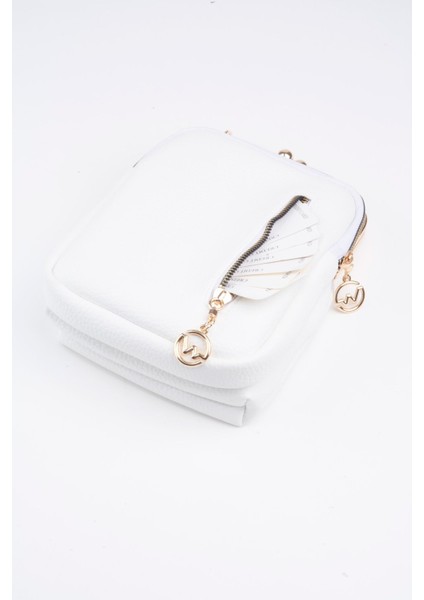 Kadın Mirket Beyaz 3 Gözlü Burslu Astarlı Fermuar Kapama El Kol ve Omuz Çantası fırsatları