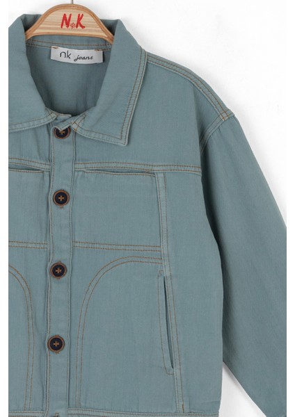 04-08 Yaş Erkek Çocuk Mavi Teal Ceket - Mavi