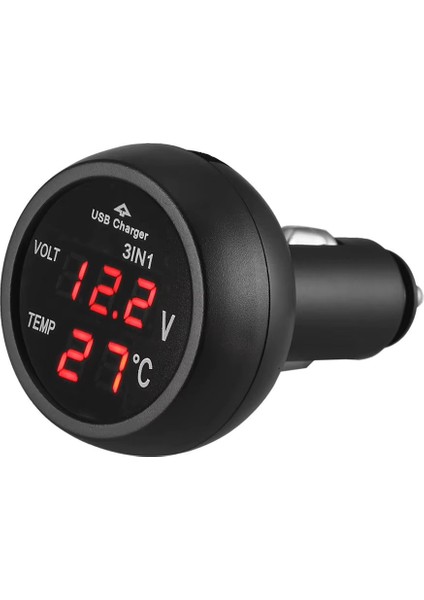 3in1 Araba Voltmetre Termometre USB Şarj Aleti | 12V 24V LED Dijital Gerilim Ölçer Araç Için fırsatları