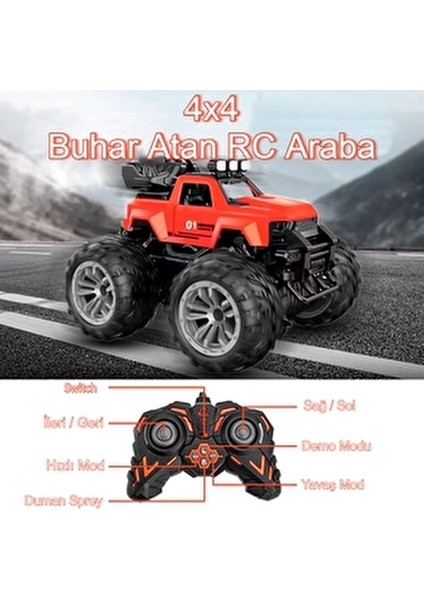 Uzaktan Kumandalı Şarjlı Duman Atan Araba 4x4 Buharlı Işıklı Uzaktan Kumandalı Off Road Araba Rc Stu modelleri