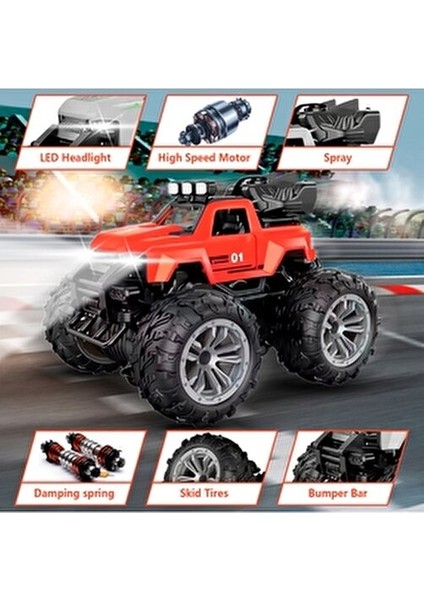 Uzaktan Kumandalı Şarjlı Duman Atan Araba 4x4 Buharlı Işıklı Uzaktan Kumandalı Off Road Araba Rc Stu