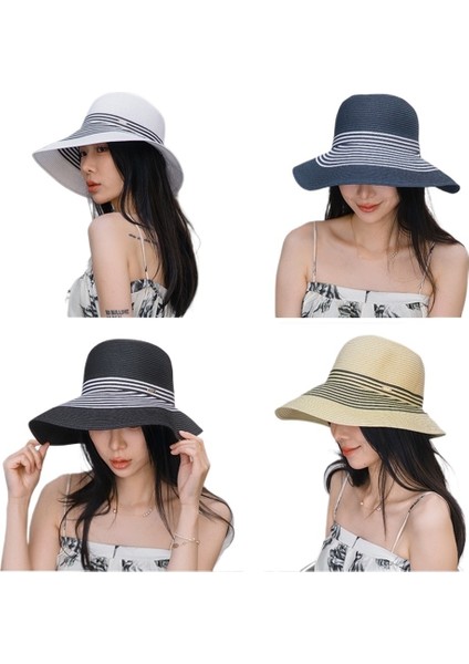 Fransız Hasır Şapka Güneş Koruma Kubbe Şapka Büyük Siperlikli Güneş Şapkası Yaz Açık Hava Seyahat Kamp Kadın Güneş Şapkası (Yurt Dışından) fiyatları