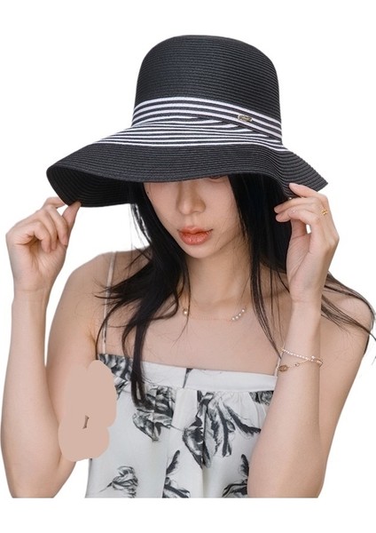 Fransız Hasır Şapka Güneş Koruma Kubbe Şapka Büyük Siperlikli Güneş Şapkası Yaz Açık Hava Seyahat Kamp Kadın Güneş Şapkası (Yurt Dışından) modelleri
