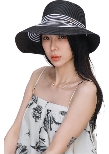 Fransız Hasır Şapka Güneş Koruma Kubbe Şapka Büyük Siperlikli Güneş Şapkası Yaz Açık Hava Seyahat Kamp Kadın Güneş Şapkası (Yurt Dışından) fırsatları