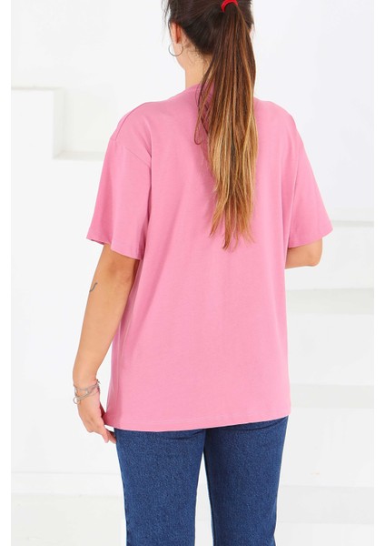 Basic Gül Kurusu Kısa Kollu Kadın T-Shirt -27346 fırsatları