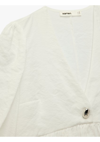 V Yaka 3/4 Kol Peplum Kesim Kruvaze Bluz modelleri