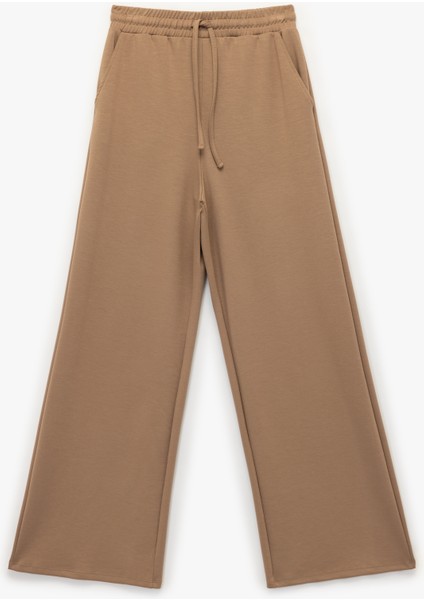 Oversize Yüksek Bel Cep Detaylı Geniş Paça Spor Eşofman Altı