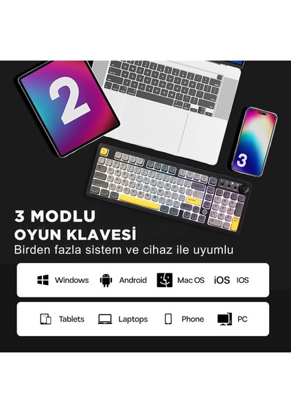 AF98 Plus Membran Oyuncu KLAVYESI-4000 Mah Batarya-Bluetooth 5.0/2.4g/usb-C, Rgb fırsatları