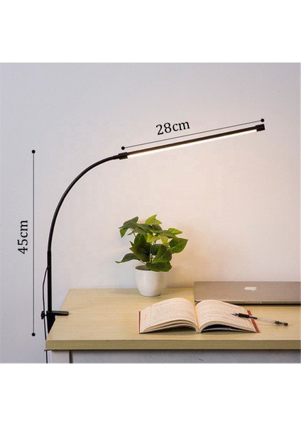 LED Masa Lambası – 12W USB Güç Girişli, Esnek Kol, Klipsli Tasarım, 3 Renk Sıcaklığı (2800K/4200K/6000K), Kısılabilir Dimmer Anahtarlı, Siyah SY-555 indirimleri