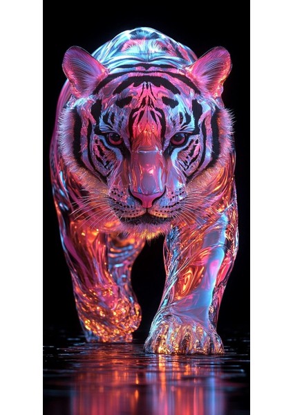 Krom Kaplı Kaplan Ev Duvar Salon Güzellik Salonu Ofis Dükkan Dekarasyon Kanvas Tablo fiyatları