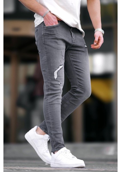 Füme Yırtık Detaylı Skinny Fit Erkek Jean 6887 fiyatları