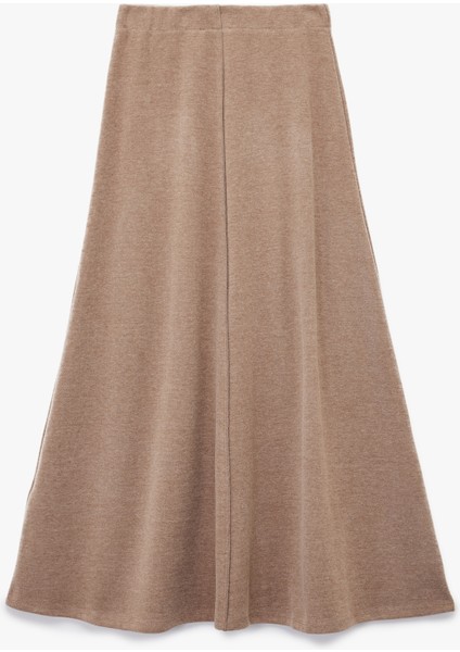 Dikiş Detaylı Pamuk Karışımlı Midi Kloş Triko Etek fırsatları